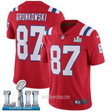 Mens New England Patriots #87 Rob Gronkowski Game Red Super Bowl Vapor Alternate Jersey Bestplayer